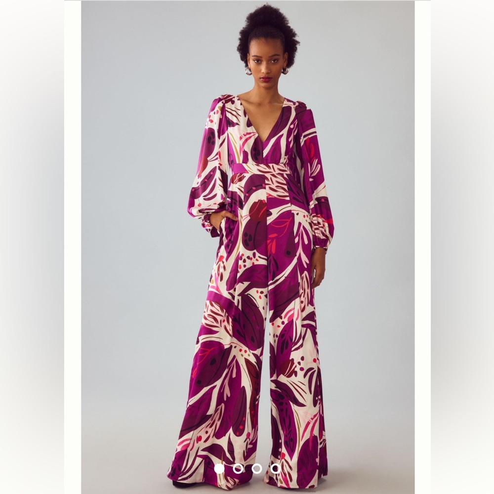 Anthropologie Hutch Deep-V Wide-Leg Jumpsuit size 8